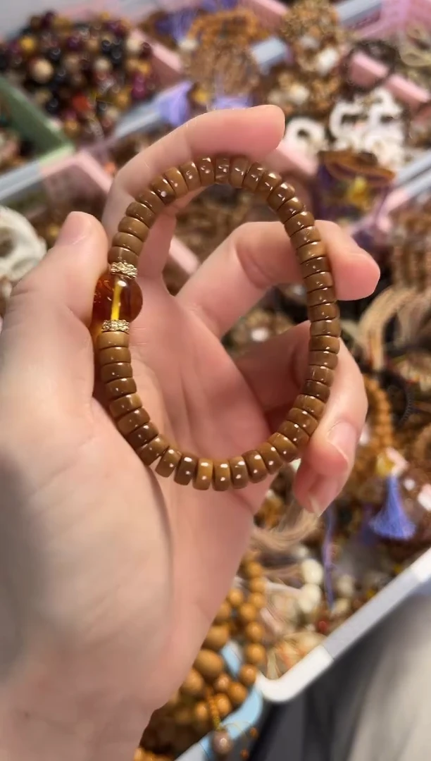 手串琥珀未镶嵌库克药片搭配琥珀花珀7*3.5mm