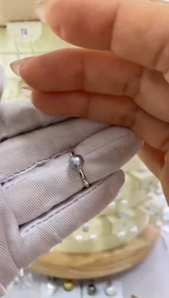 海水珍珠银S925镶嵌戒指6-7mm