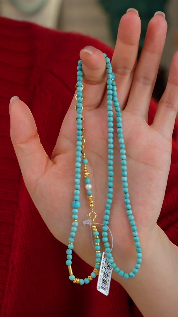 【闪购商品】绿松石项链银S925镀金镶嵌多样性发货