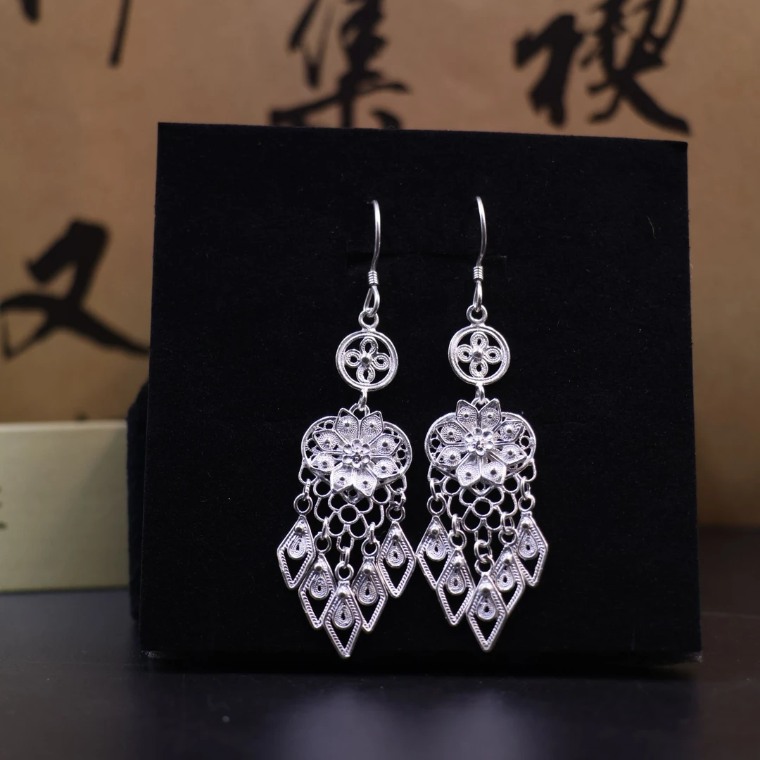 足银耳饰 足银耳饰 新中式国风耳环女2025新款民族风