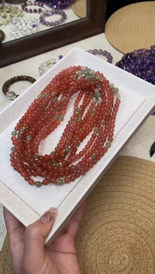 未镶嵌手串水晶《年年有鱼》南红和田玉设计款双圈5-6mm多样性发一