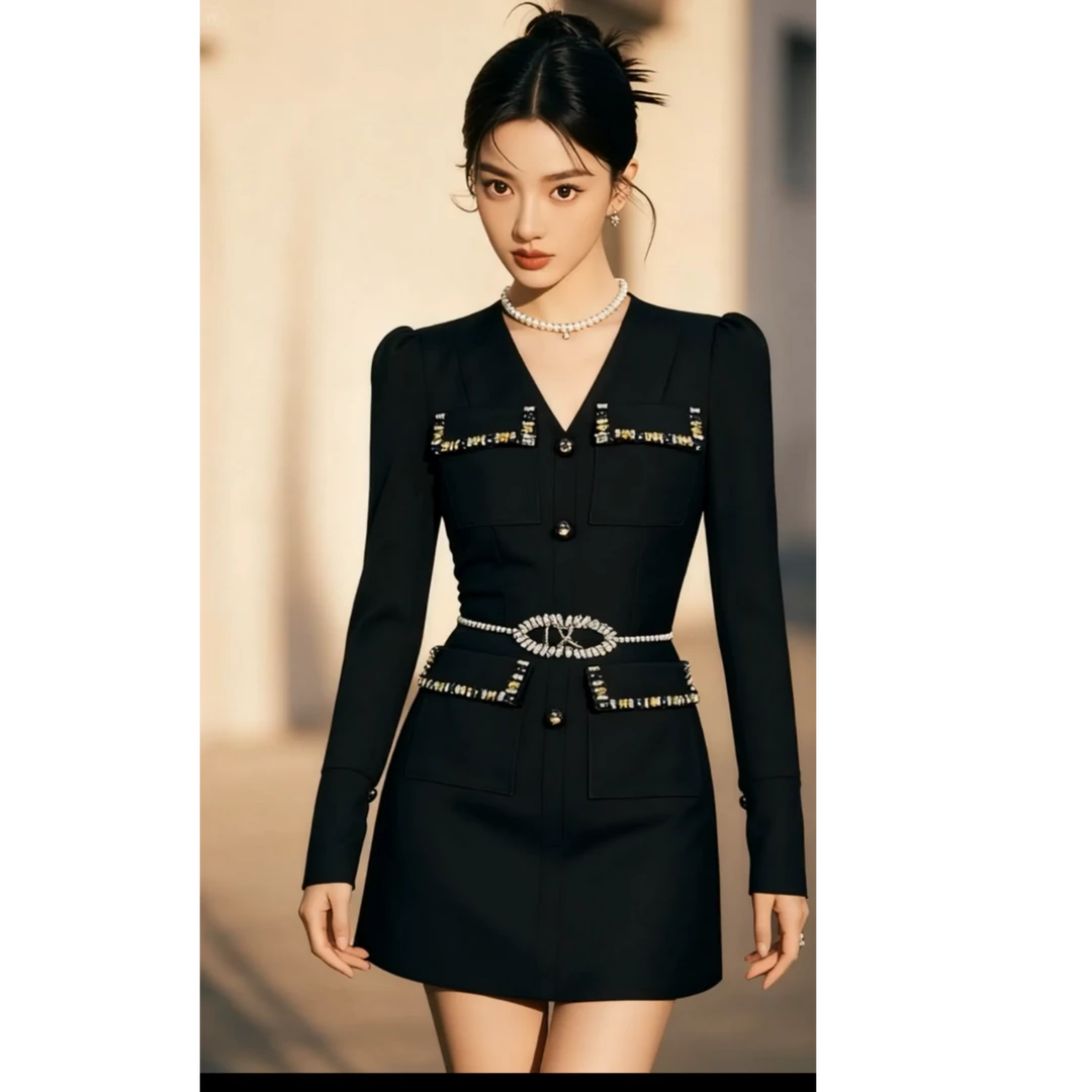 【NaiAn高定小众 】定制nA9732/设计感气质名媛时尚法式连衣裙