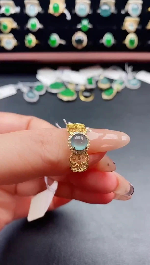 银S925镶嵌戒指翡翠1