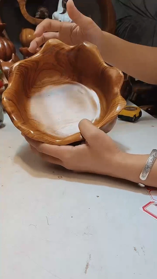 香樟木A18荷花果盆/尺寸21*22*9