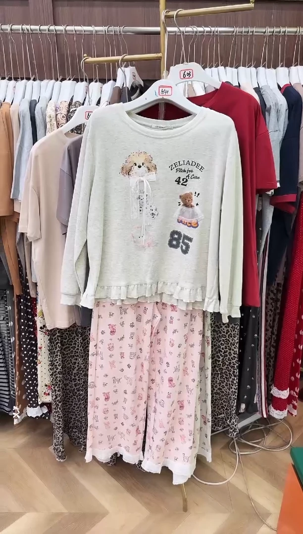 棉木*小熊长袖长裤L号130斤以下