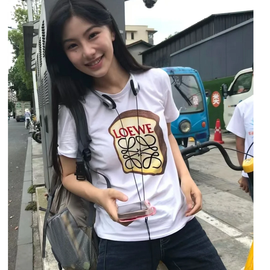 未使用 LOEWE/罗意威 Loewe 面包印花短袖T恤 白色L