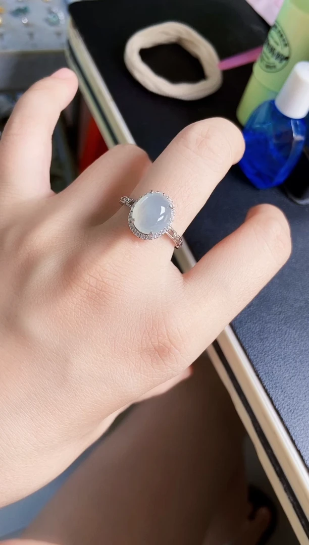翡翠戒指银S925镶嵌14