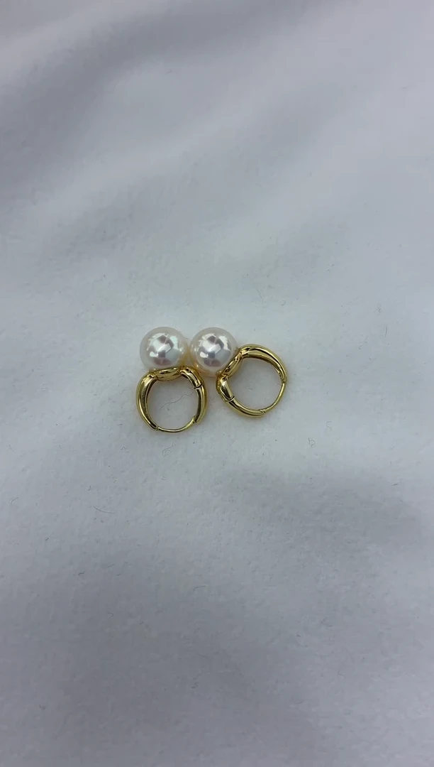 18K金镶嵌耳饰海水珍珠耳扣8.5-9