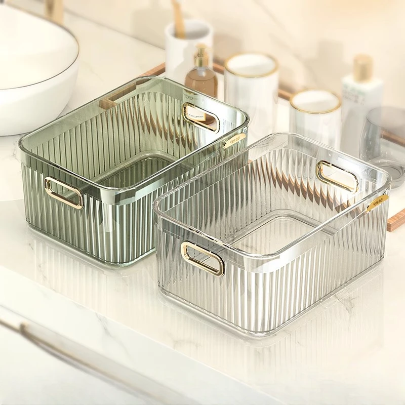 轻奢化妆品桌面收纳盒家用亚克力面膜护肤品储物盒零食杂物收纳筐