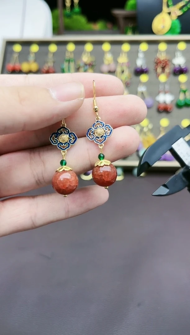 【闪购商品】玛瑙/玉髓耳钉银S925镶嵌223000