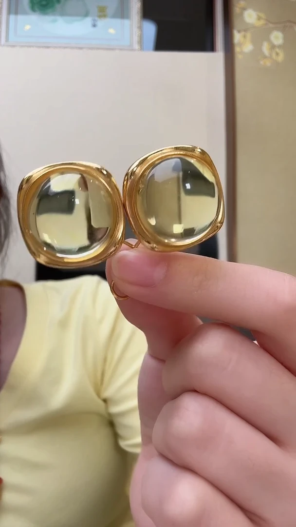 琥珀未镶嵌耳饰耳环