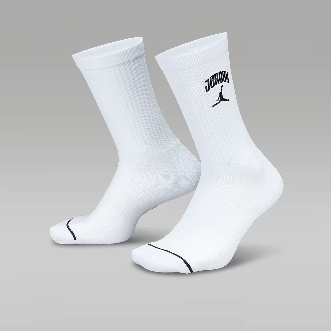 NIKE/耐克【可自提】官方正品AJ 男子白色字母LOGO休闲袜HJ2434-100