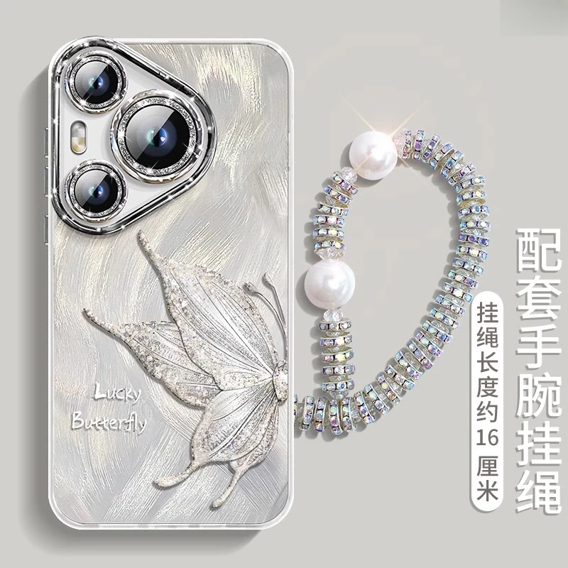 唯美蝴蝶适用华为pura80pro+手机壳创意时尚pura80个性高级感女款