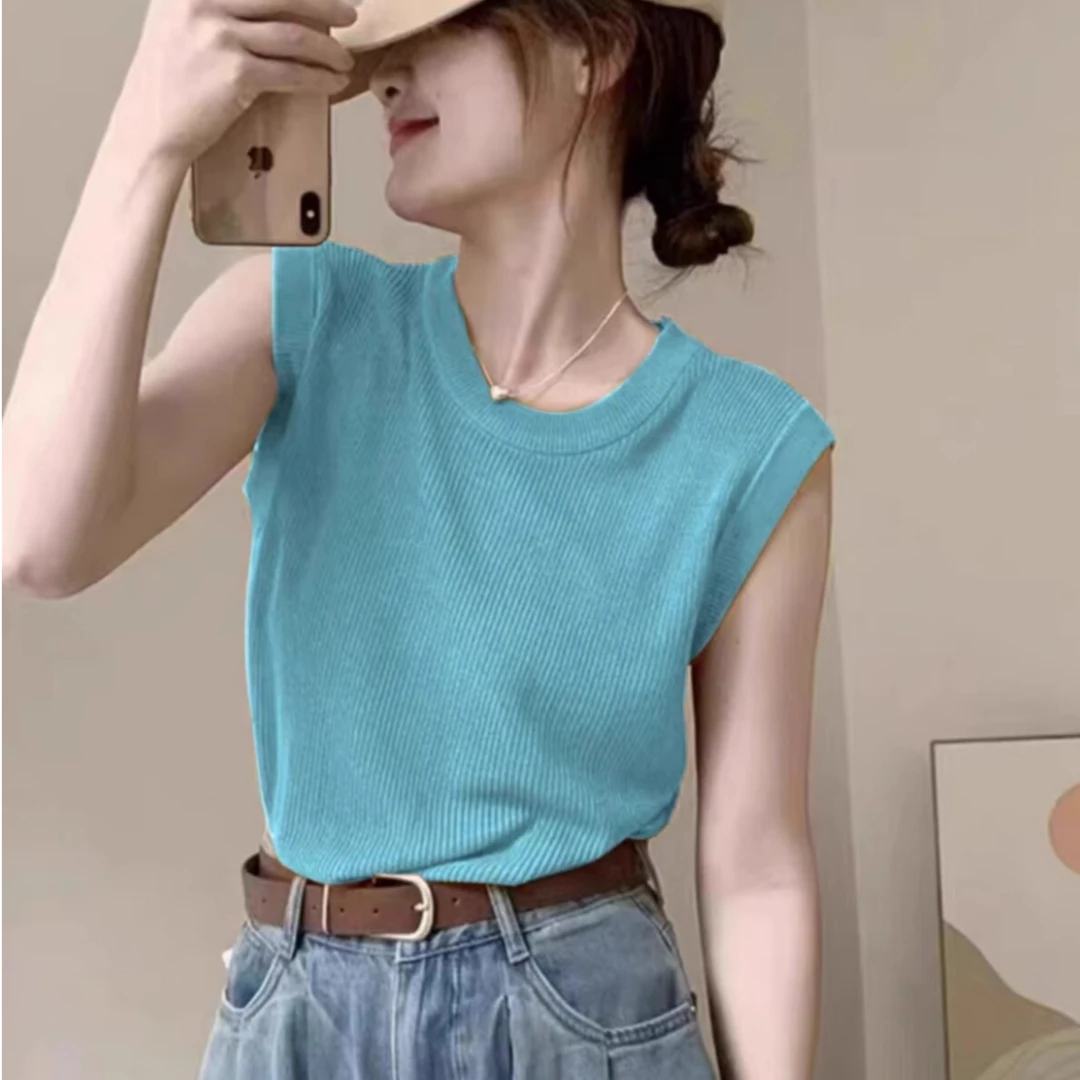 多巴胺显白冰丝针织吊带背心女夏外穿2025新款高级感无袖坎肩上衣