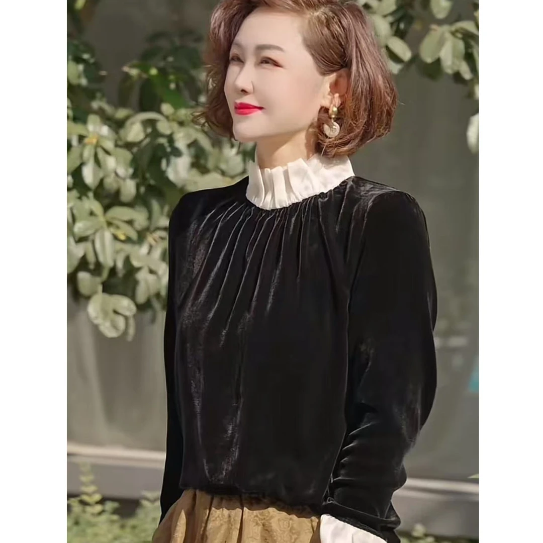 [桑蚕丝丝绒衫]CSZ230303-1款 气质长袖百搭秋冬桑蚕丝丝绒衫