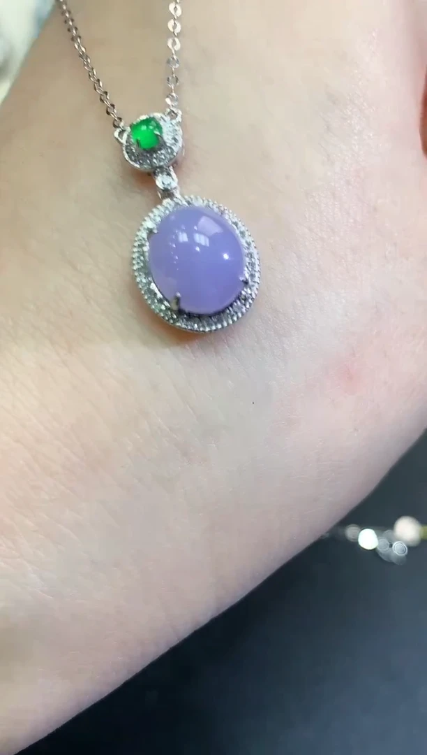 【闪购商品】翡翠颈饰18K金镶嵌C57   紫货有色差