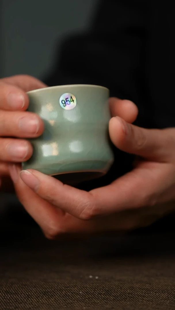 全品 竹节杯 仿古釉 无底款954