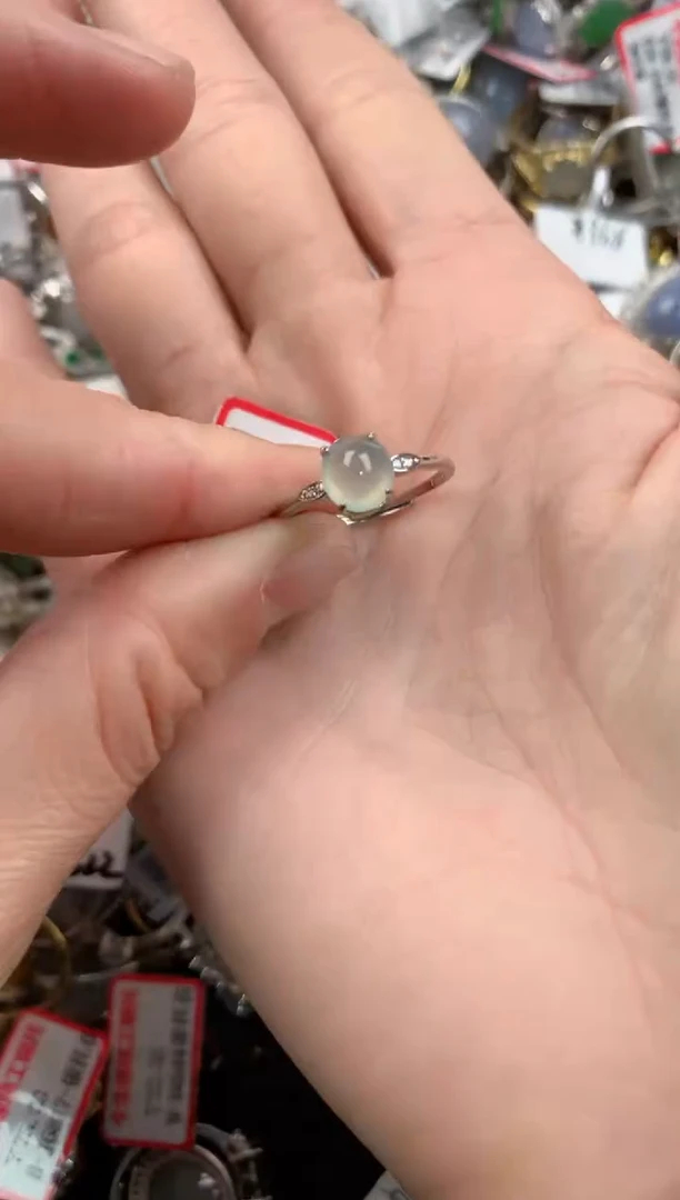 银S925镶嵌戒指翡翠444   4