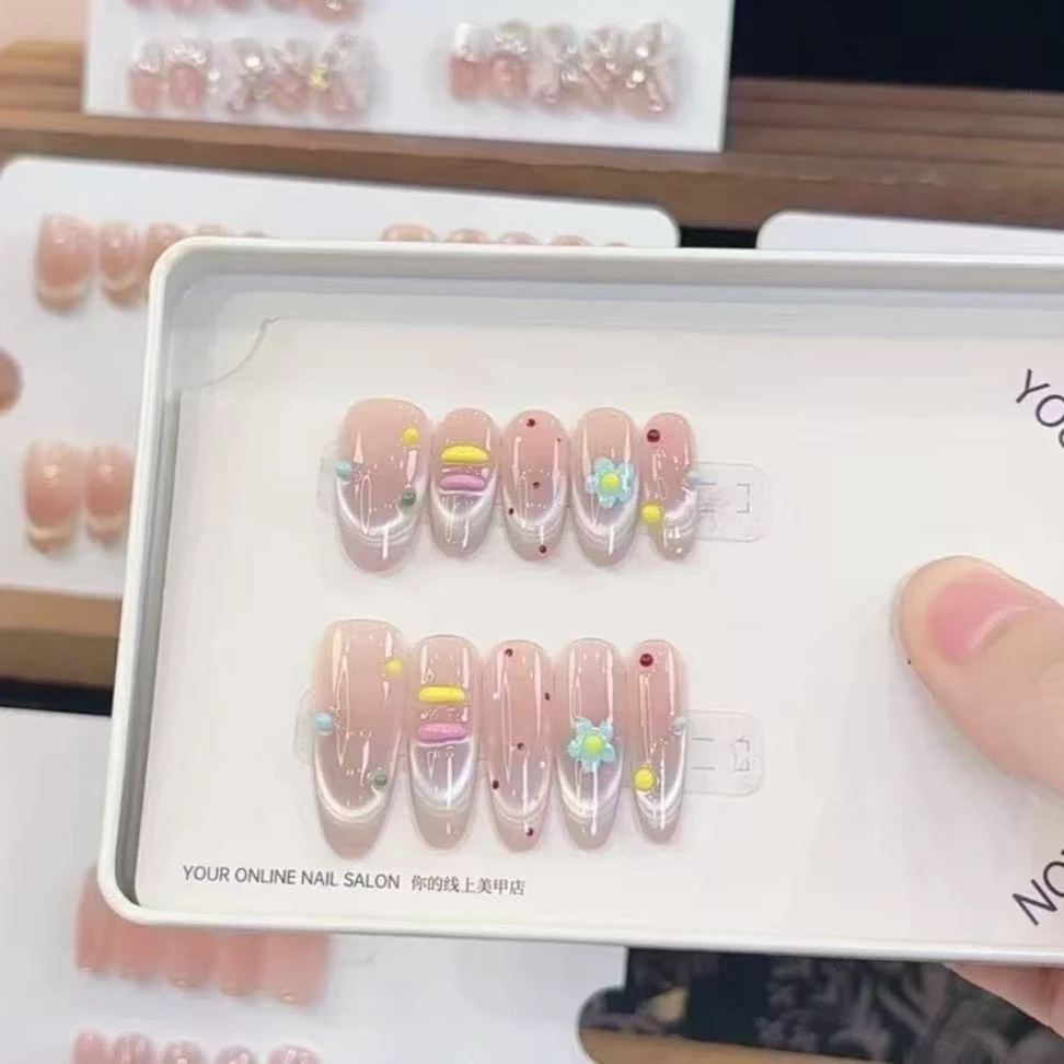 【小云朵】纯手工穿戴甲光疗美甲片（花色随机）（无收纳盒）