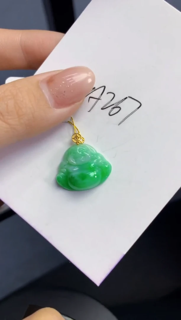 颈饰18K金镶嵌翡翠天然A货缅甸翡翠百元以上9元证书费自理