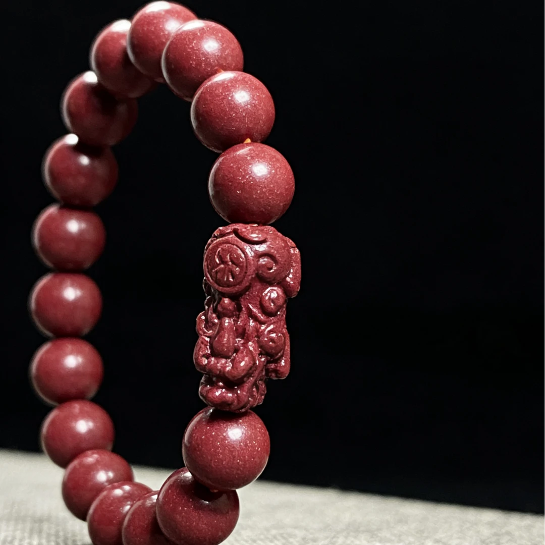含辰砂工艺品含辰砂紫金砂朱砂红色貔貅手链高级感爆款手串