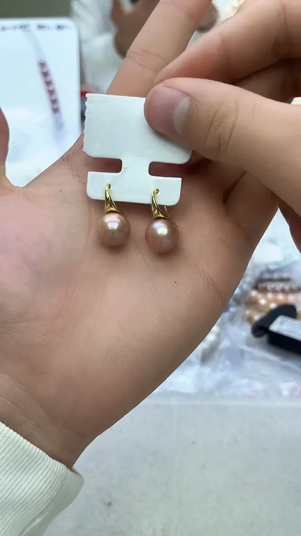 未镶嵌耳饰淡水珍珠中国红耳饰