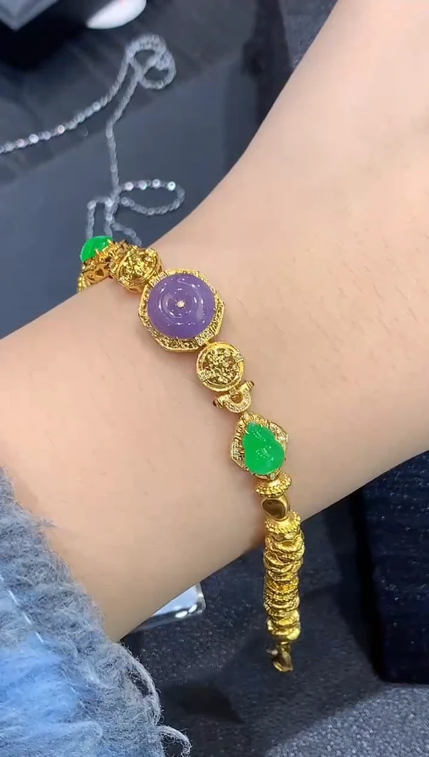 18K金镶嵌手链翡翠SY多样性发其一