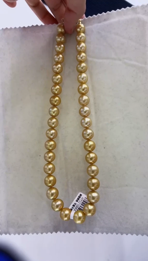 【闪购商品】海水珍珠颈饰银S925镶嵌金珠10-12mm