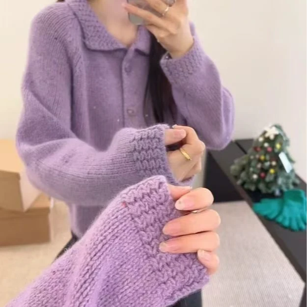 【晨晨】3秋冬小香风针织开衫