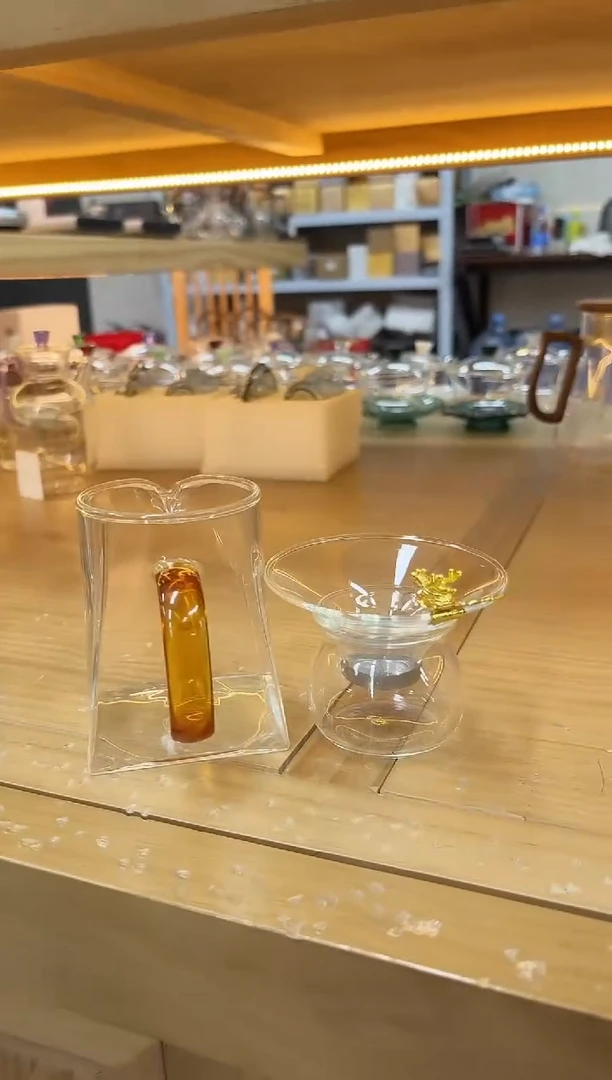 禾器金龙茶漏不锈钢+禾器瀚然茶海琥珀色