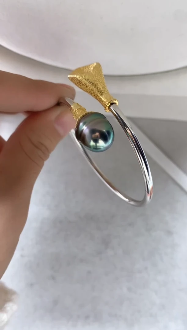 银S925镶嵌手镯海水珍珠1