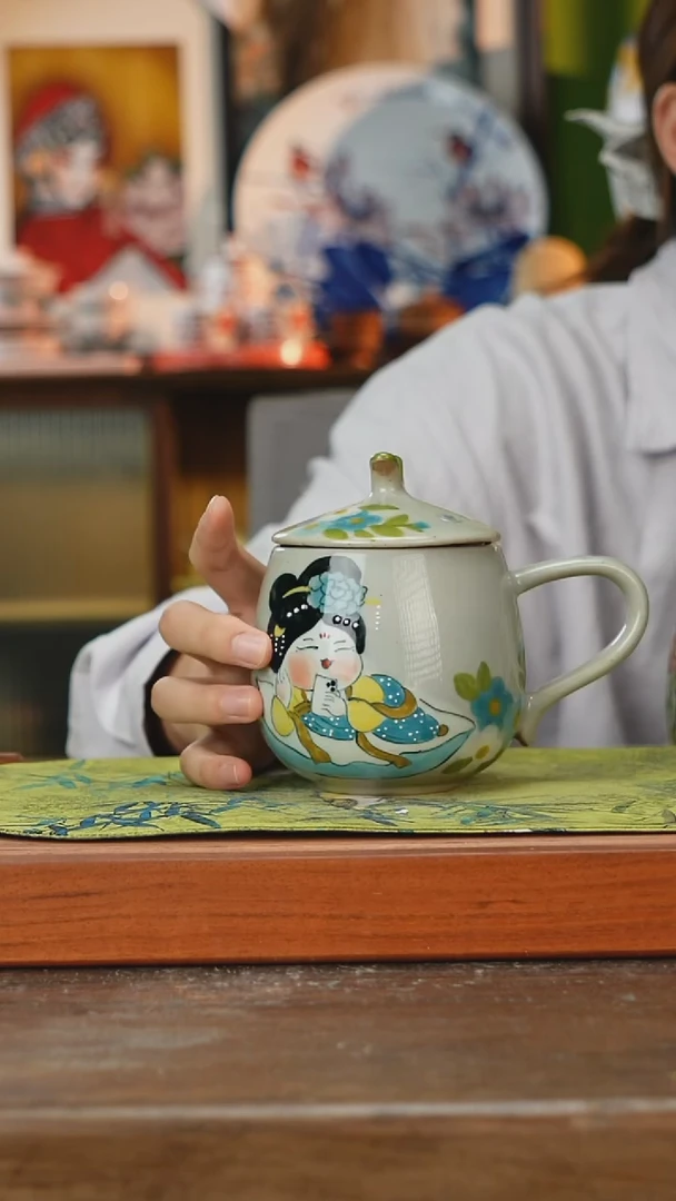 摆件景德镇釉下手绘陶瓷茶具，咖啡杯