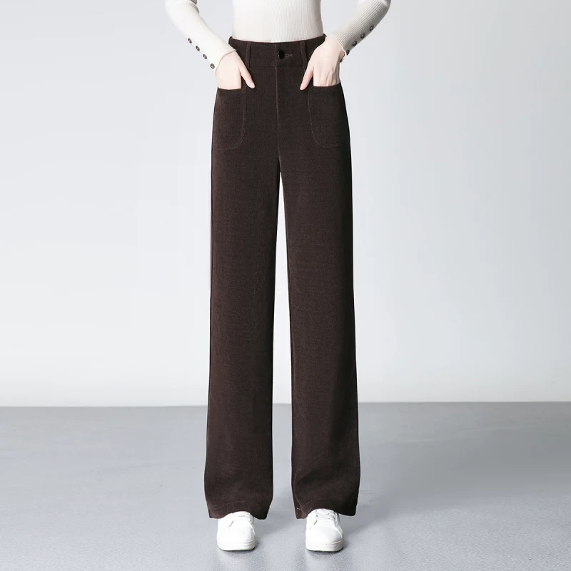 23061【裤长99】时尚窄版阔腿裤女2025春秋新款百搭显瘦休闲裤