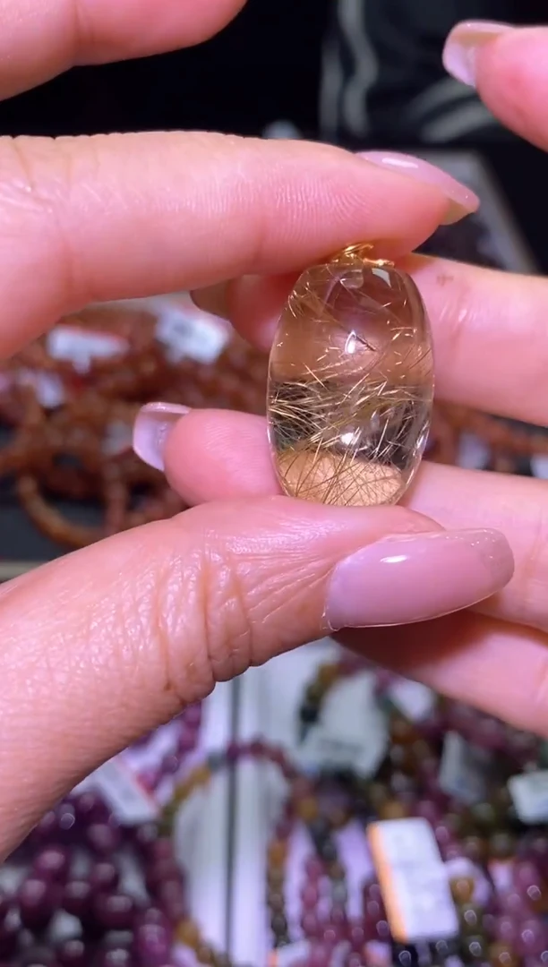 吊坠(不含链)未镶嵌水晶金发晶吊坠-A09-多样性发其一