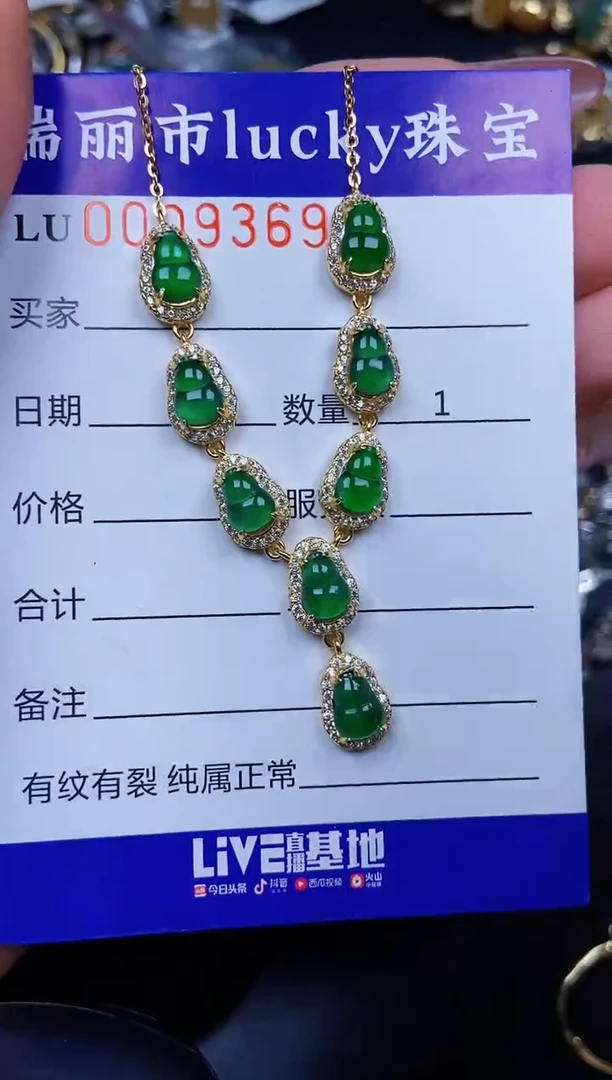 翡翠银S925镶嵌颈饰9369