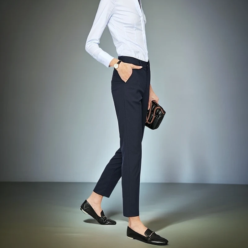 夏季女西裤直筒修身免烫中腰吸湿速干休闲裤职业女士西装裤通勤