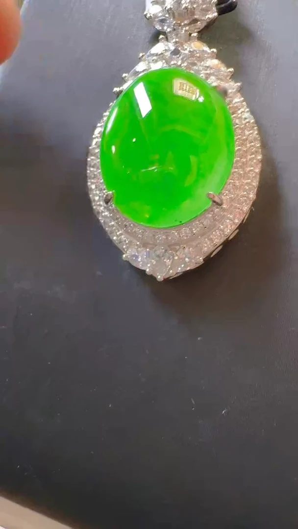 翡翠银S925镶嵌吊坠(赠链)天然A货翡翠