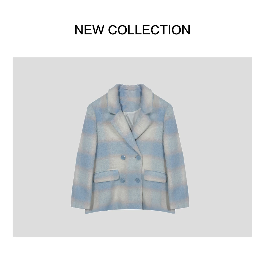 《婷婷专属》 W1F58006 复古优雅风中厚款双排扣渐变色外套