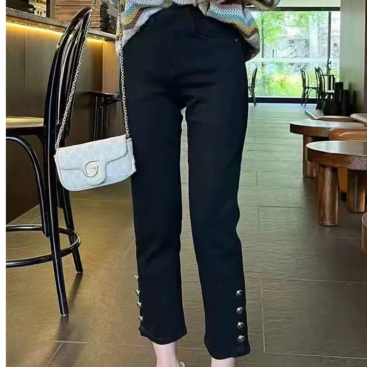 JL03#直筒烟管九分裤高弹春季百搭显瘦小黑裤