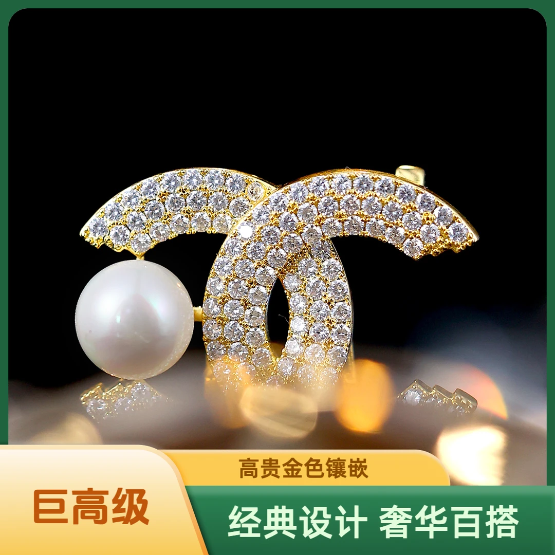 铜合金合成锆石胸针胸针轻奢字母胸针定制款高级女士胸花XZ303