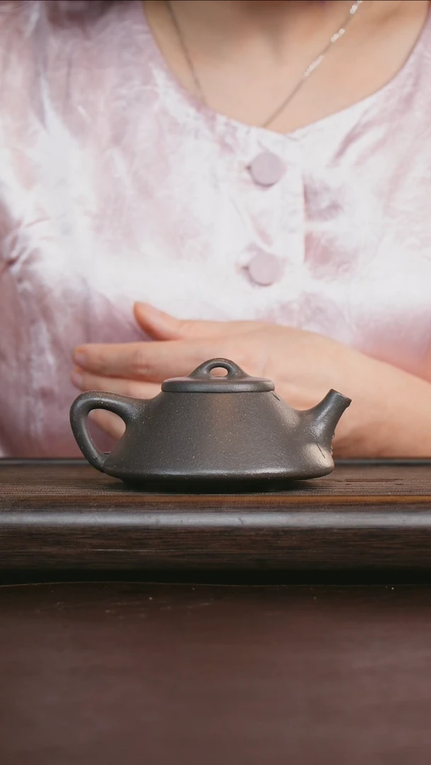 茶壶紫砂艺品紫砂 精选天青 石瓢160cc带壶承