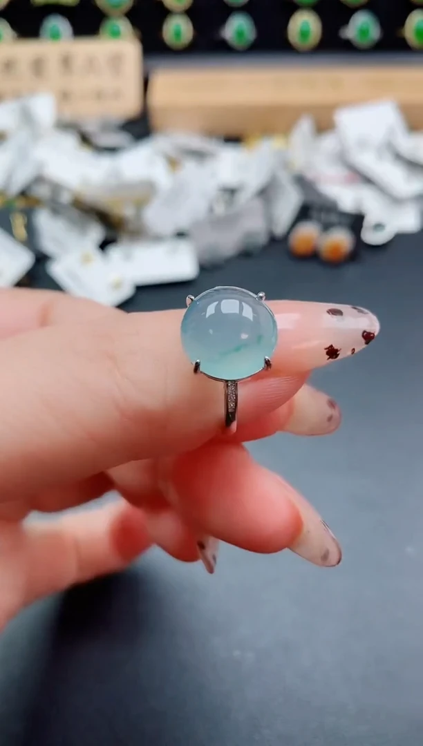 银S925镶嵌戒指翡翠1