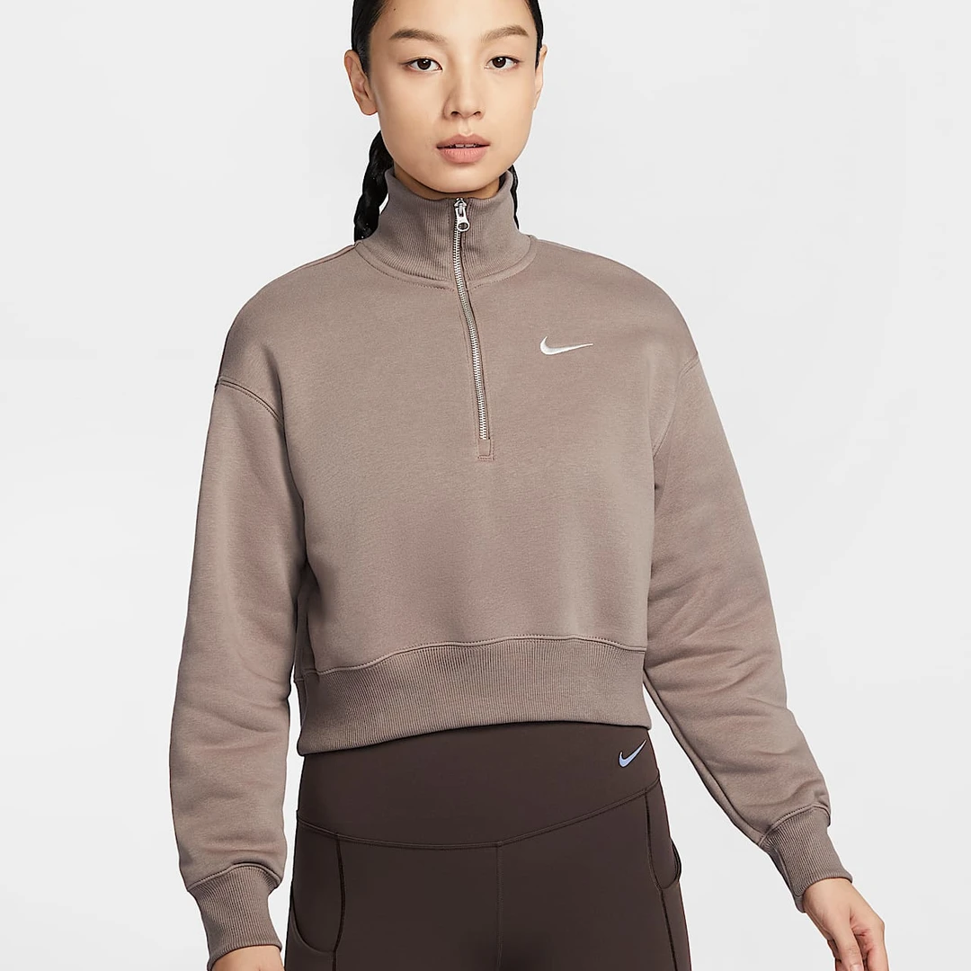 NIKE/耐克女子 Oversize 风半长拉链开襟短款加绒运动衫DQ5768233