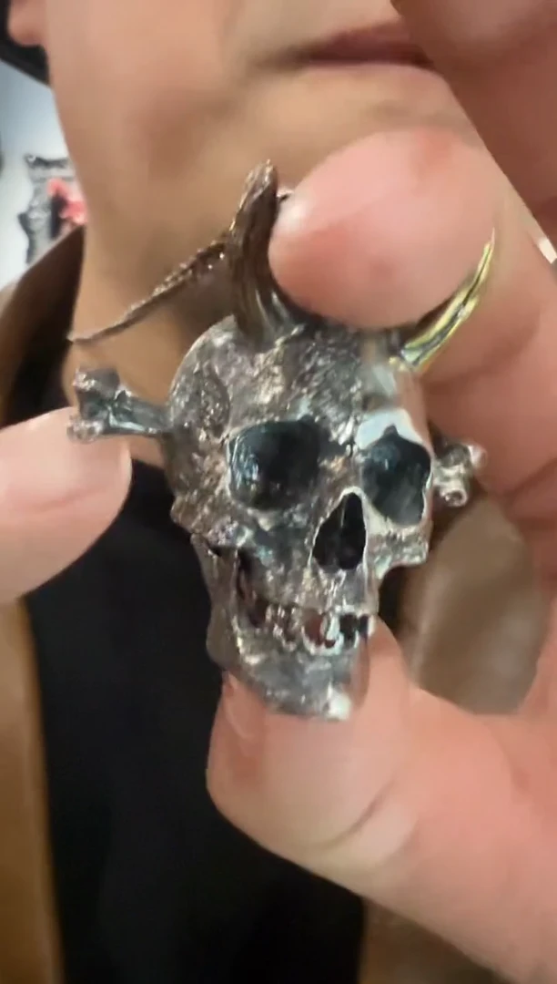 无坠链均925银骷髅项链孤品（角铜）