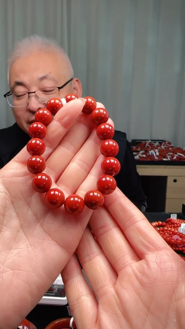 未镶嵌多样性发一件南红玛瑙【高货】锦红13mm保山圆珠单圈