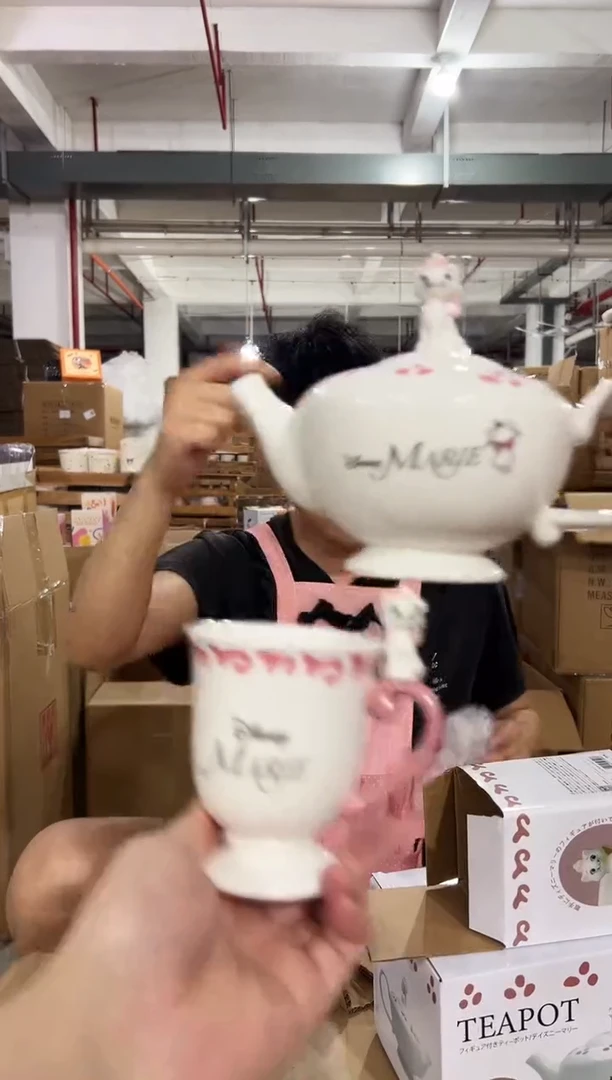 原盒立体玛丽猫茶壶一壶一杯