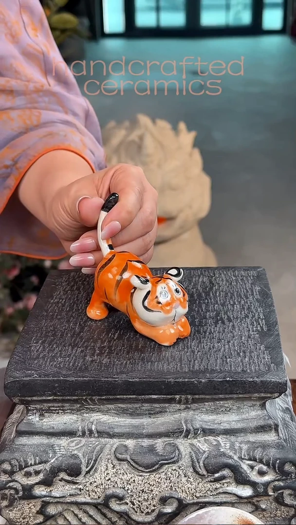 陶瓷捏塑摆件釉下彩茶宠
