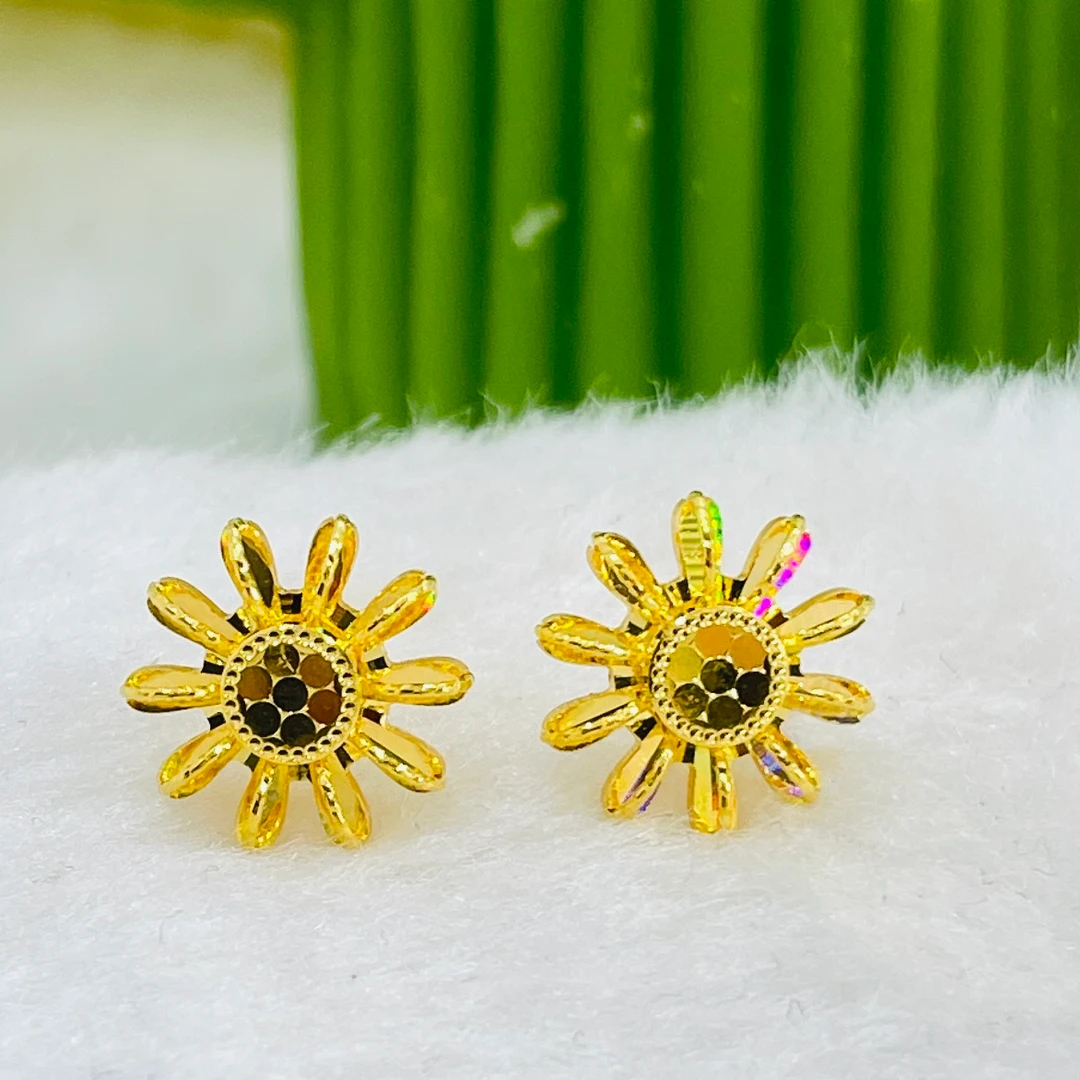 5G工艺 足金999 七彩太阳花耳钉 T5