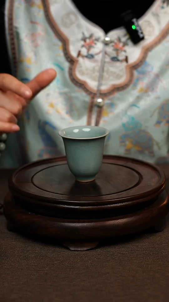 瓷片仿古天青全手闻香杯70ml 微瑕 不带礼盒