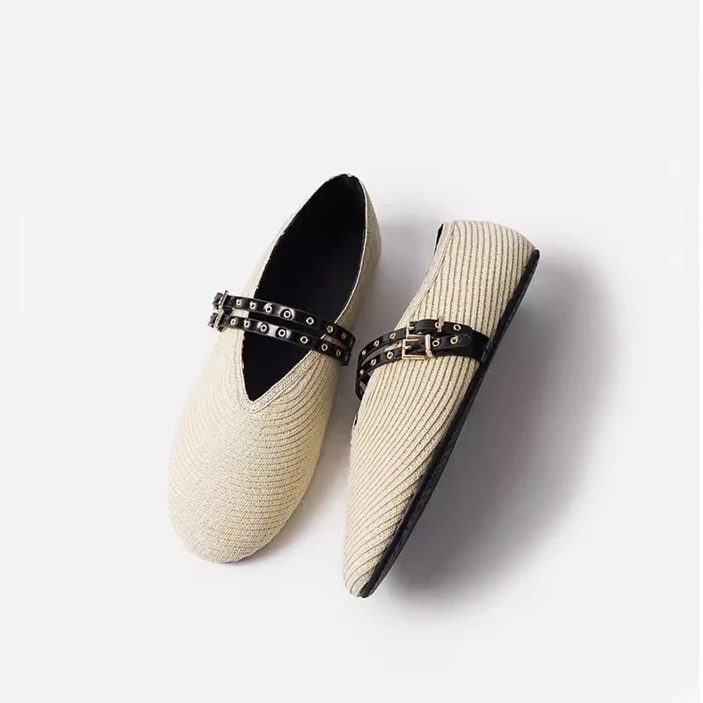 LABER THREE度假夏日双带编制单鞋25年春夏L25113923——990